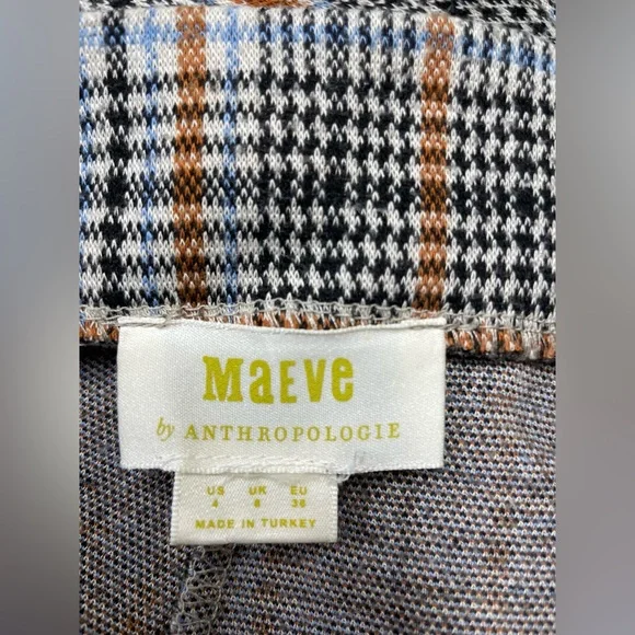 Anthropologie Maeve Checkered Pleated Wide Leg Trousers in Brown and Black - Picture 7 of 12